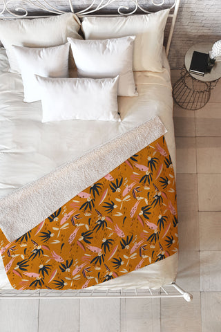 Holli Zollinger ADOBO GARDEN OCHRE Fleece Throw Blanket
