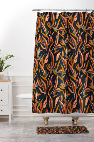 Holli Zollinger ANTHOLOGY OF PATTERN ELLE BIRD OF PARADISE DARK Shower Curtain And Mat
