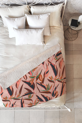 Holli Zollinger ANTHOLOGY OF PATTERN ELLE BIRD OF PARADISE PINK Fleece Throw Blanket