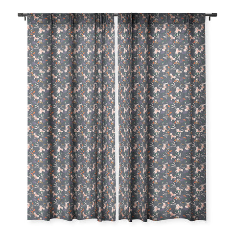 Holli Zollinger ANTHOLOGY OF PATTERN SEVILLE GARDEN BLACK Sheer Window Curtain