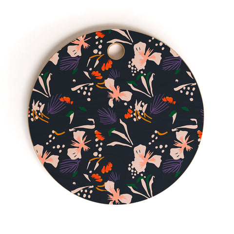 Holli Zollinger ANTHOLOGY OF PATTERN SEVILLE GARDEN BLACK Cutting Board Round