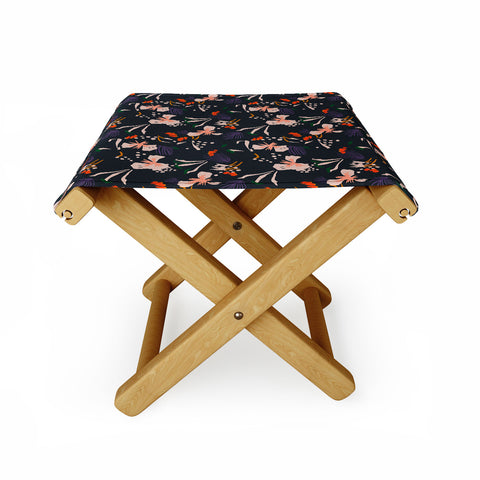 Holli Zollinger ANTHOLOGY OF PATTERN SEVILLE GARDEN BLACK Folding Stool