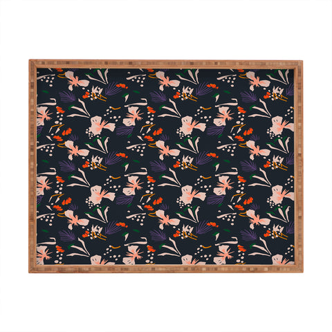 Holli Zollinger ANTHOLOGY OF PATTERN SEVILLE GARDEN BLACK Rectangular Tray