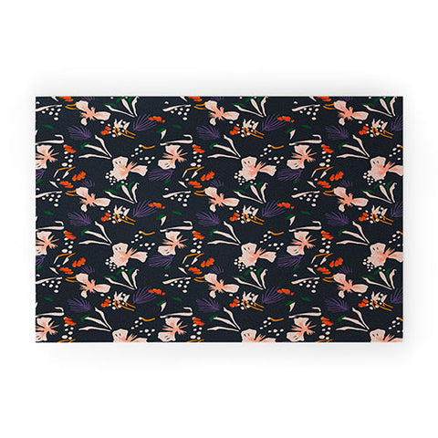 Holli Zollinger ANTHOLOGY OF PATTERN SEVILLE GARDEN BLACK Welcome Mat