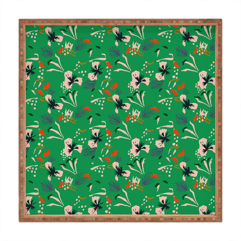 Holli Zollinger ANTHOLOGY OF PATTERN SEVILLE GARDEN GREEN Square Tray