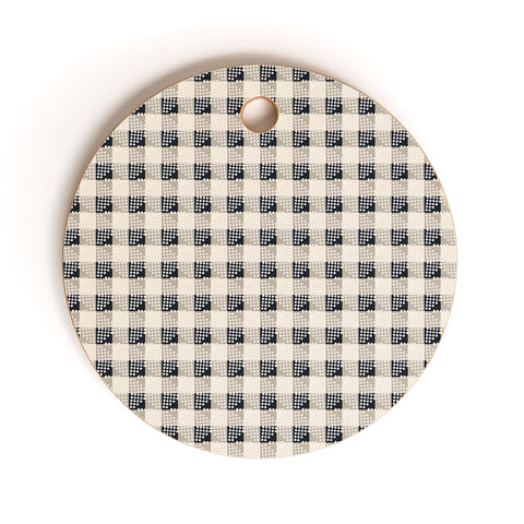 Holli Zollinger ANTHOLOGY OF PATTERN SEVILLE GINGHAM BLACK Cutting Board Round