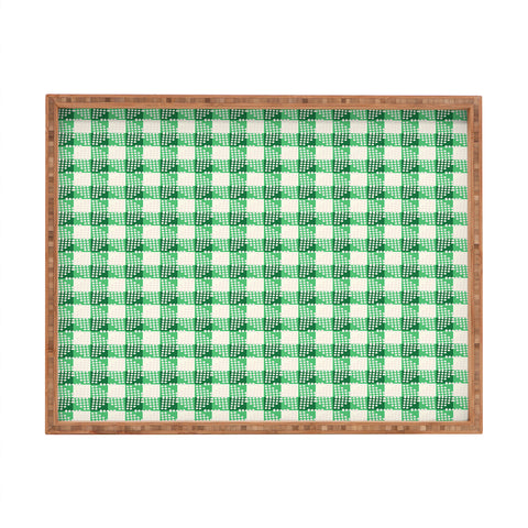 Holli Zollinger ANTHOLOGY OF PATTERN SEVILLE GINGHAM GREEN Rectangular Tray