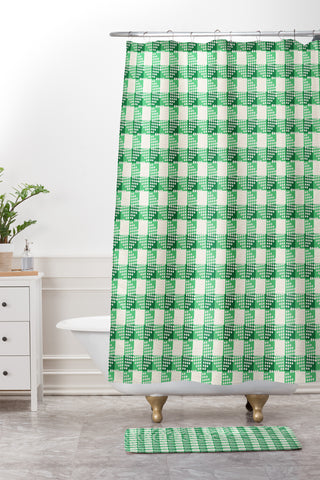 Holli Zollinger ANTHOLOGY OF PATTERN SEVILLE GINGHAM GREEN Shower Curtain And Mat