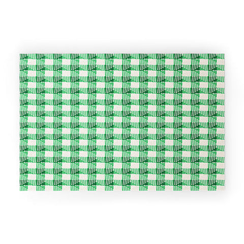 Holli Zollinger ANTHOLOGY OF PATTERN SEVILLE GINGHAM GREEN Welcome Mat