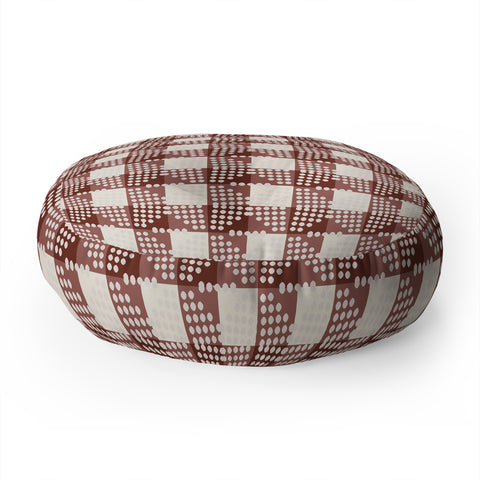 Holli Zollinger ANTHOLOGY OF PATTERN SEVILLE GINGHAM MAROON Floor Pillow Round