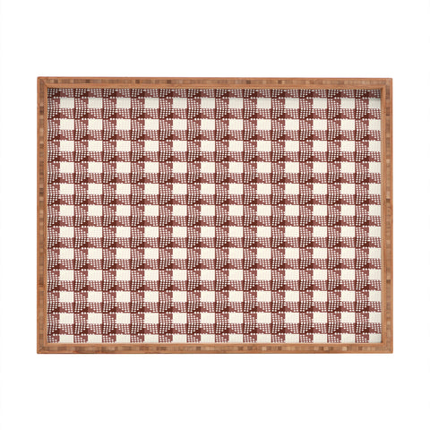 Holli Zollinger ANTHOLOGY OF PATTERN SEVILLE GINGHAM MAROON Rectangular Tray