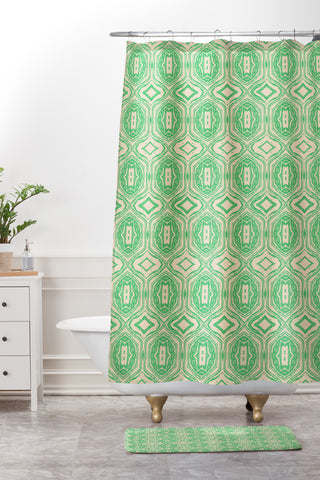 Holli Zollinger ANTHOLOGY OF PATTERN SEVILLE MARBLE GREEN Shower Curtain And Mat