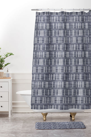 Holli Zollinger BOGO DENIM MUDCLOTH LIGHT Shower Curtain And Mat