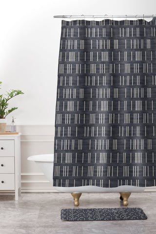 Holli Zollinger BOGO DENIM MUDCLOTH Shower Curtain And Mat