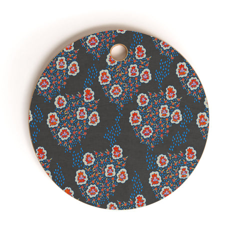 Holli Zollinger Boho Dark Floral Cutting Board Round
