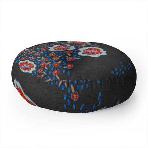 Holli Zollinger Boho Dark Floral Floor Pillow Round