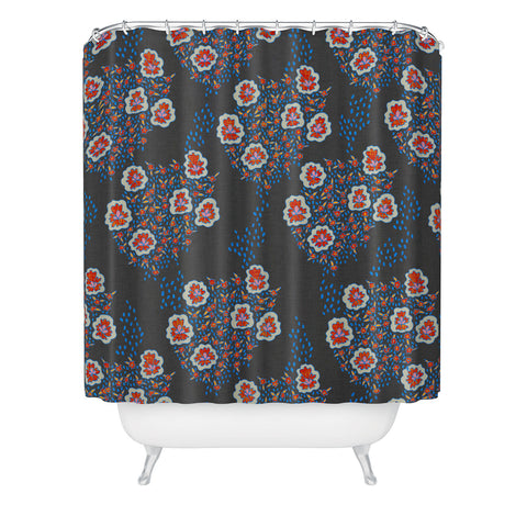 Holli Zollinger Boho Dark Floral Shower Curtain