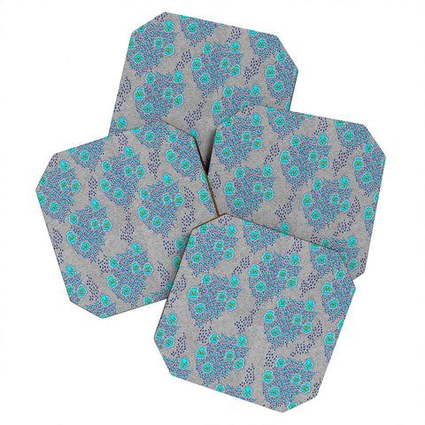 Holli Zollinger Boho Turquoise Floral Coaster Set