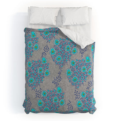 Holli Zollinger Boho Turquoise Floral Duvet Cover