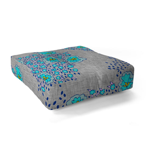 Holli Zollinger Boho Turquoise Floral Floor Pillow Square