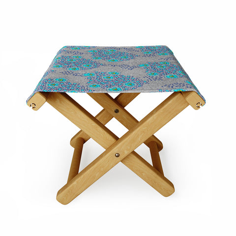 Holli Zollinger Boho Turquoise Floral Folding Stool