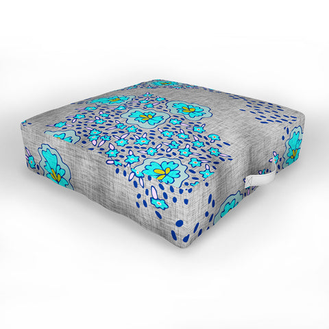 Holli Zollinger Boho Turquoise Floral Outdoor Floor Cushion