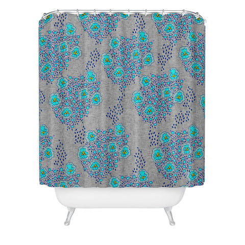 Holli Zollinger Boho Turquoise Floral Shower Curtain