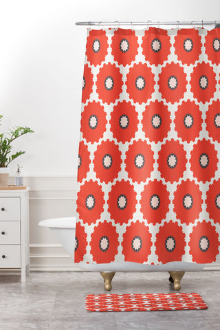 Holli Zollinger Coral Pop Shower Curtain And Mat