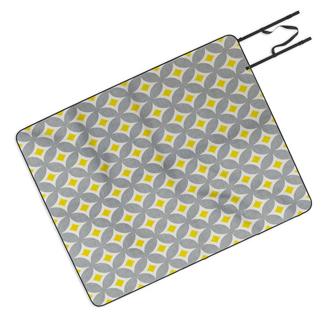 Holli Zollinger Diamond Circles Yellow Picnic Blanket