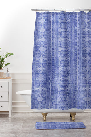 Holli Zollinger DOTTED BOHEME DENIM Shower Curtain And Mat