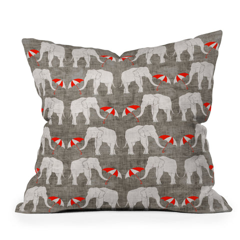 Holli Zollinger Elephant And Umbrella Throw Pillow