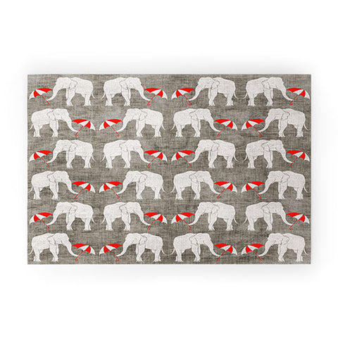 Holli Zollinger Elephant And Umbrella Welcome Mat