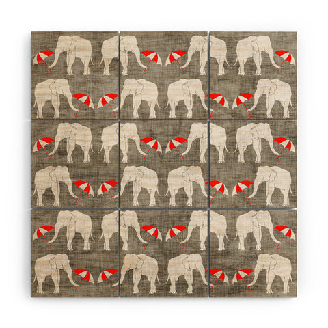 Holli Zollinger Elephant And Umbrella Wood Wall Mural