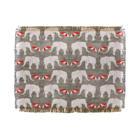 Holli Zollinger Elephant And Umbrella Throw Blanket