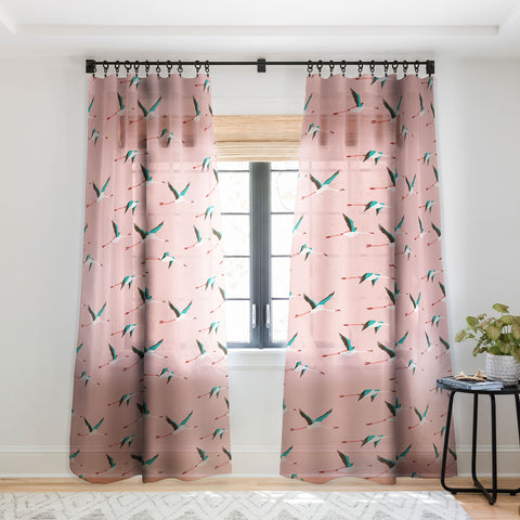 Holli Zollinger Flamingo Pink Sheer Window Curtain