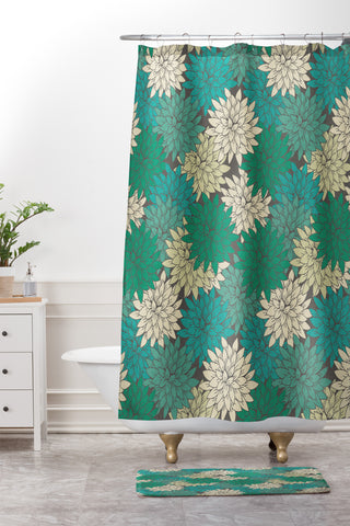 Holli Zollinger Flora Minted Shower Curtain And Mat