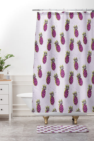 Holli Zollinger folka pineapple Shower Curtain And Mat