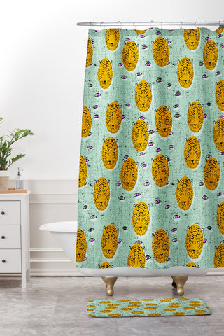 Holli Zollinger folka tiger eye Shower Curtain And Mat