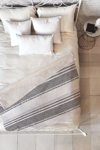 Holli Zollinger FRENCH LINEN CHARCOAL TASSEL Fleece Throw Blanket