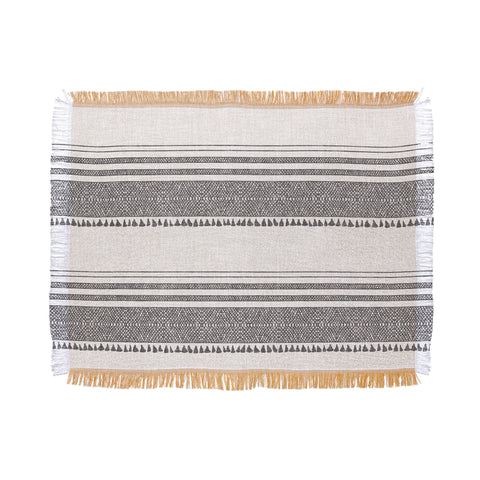 Holli Zollinger FRENCH LINEN CHARCOAL TASSEL Throw Blanket