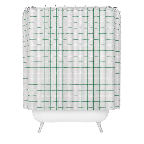 Holli Zollinger FRENCH LINEN GRID EMERALD Shower Curtain