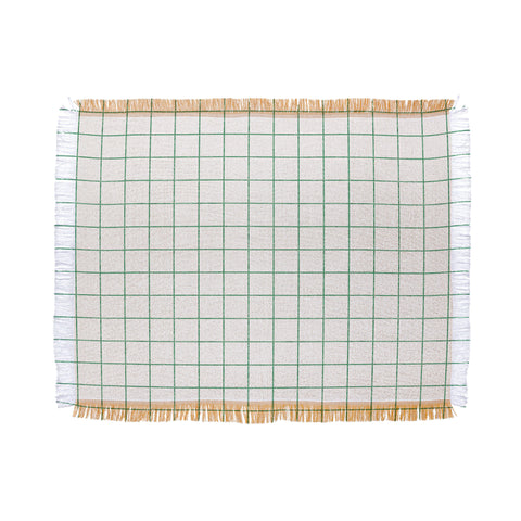 Holli Zollinger FRENCH LINEN GRID EMERALD Throw Blanket