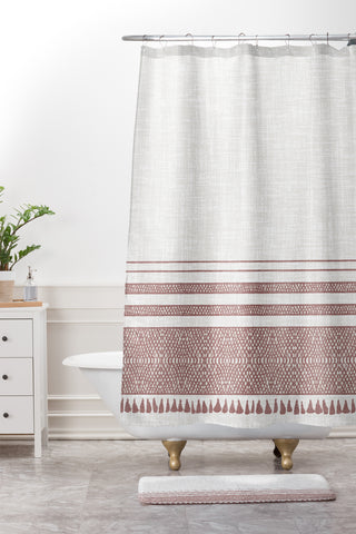 Holli Zollinger FRENCH LINEN SANDSTONE TASSEL Shower Curtain And Mat