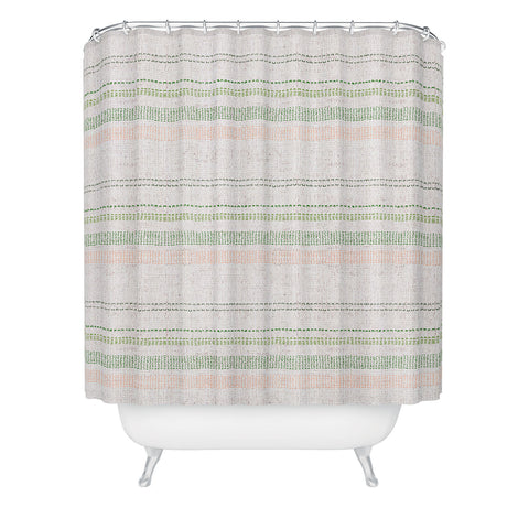 Holli Zollinger FRENCH LINEN STRIPE BLUSH Shower Curtain