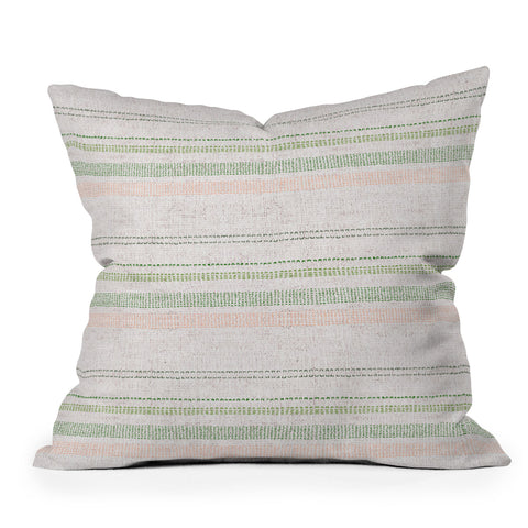 Holli Zollinger FRENCH LINEN STRIPE BLUSH Outdoor Throw Pillow