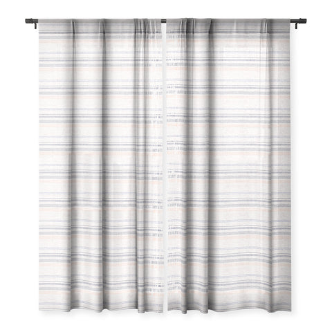 Holli Zollinger FRENCH LINEN STRIPE NAVY Sheer Window Curtain