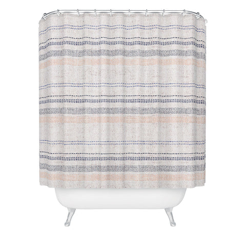 Holli Zollinger FRENCH LINEN STRIPE NAVY Shower Curtain