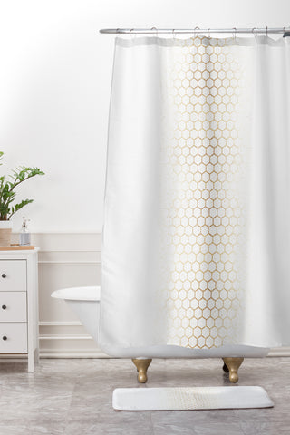 Holli Zollinger GOLD HONEYCOMB Shower Curtain And Mat