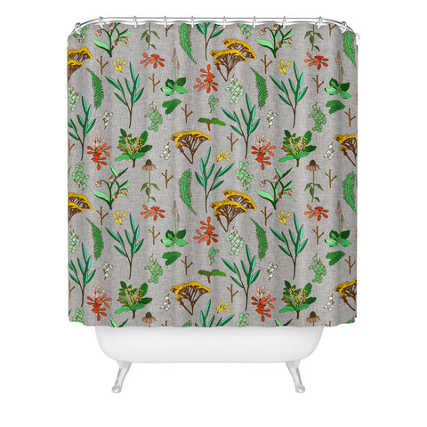 Holli Zollinger HERBAL STUDY LINEN Shower Curtain