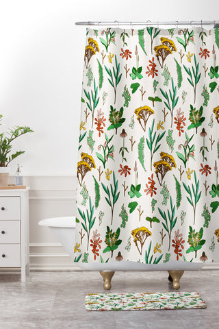 Holli Zollinger HERBAL STUDY Shower Curtain And Mat